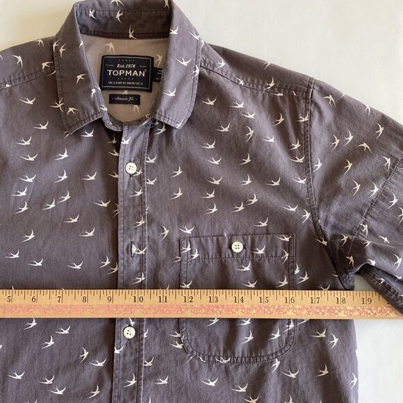 TOPMAN Button Down Gray Short Sleeve Shirt Small - Picture 3 of 7